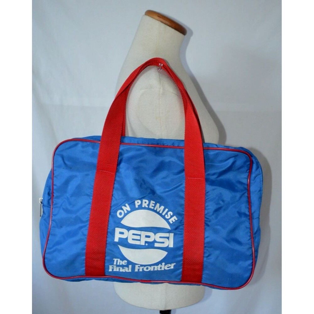 Vintage 80s PEPSI Cola Blue Tote Duffle Bag The Final Frontier Space Cola Wars